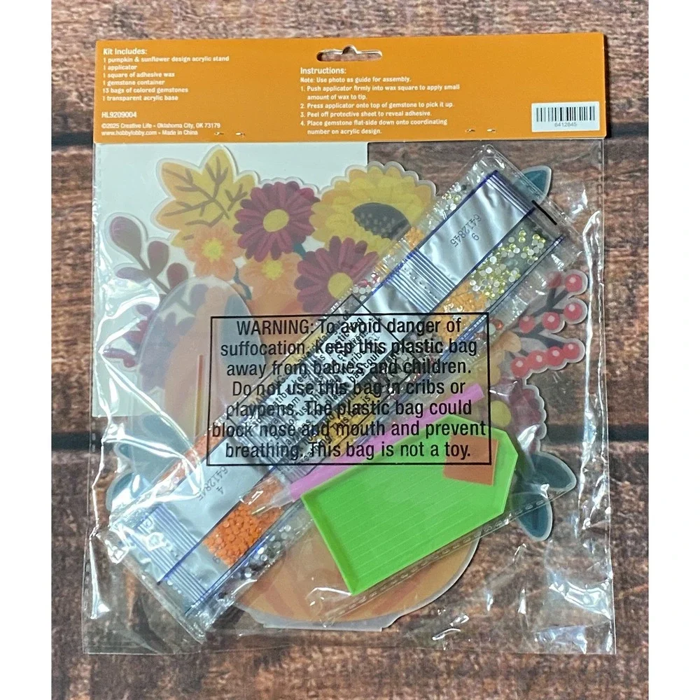 Autumn Floral Pumpkin Acrylic Standing Diamond Painting Kit Hobby Lobby New